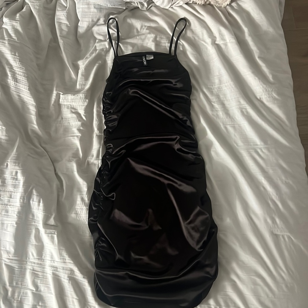 H&M Divided Silk Black Body Con Dress